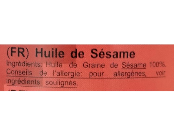 HUILE DE SESAME PURE