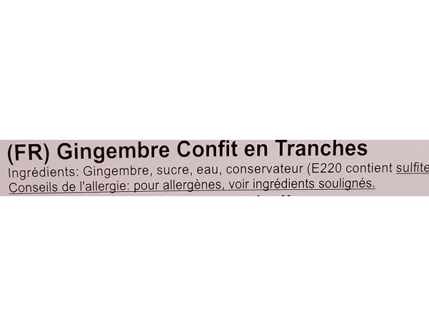 GINGEMBRE CONFIT EN TRANCHES