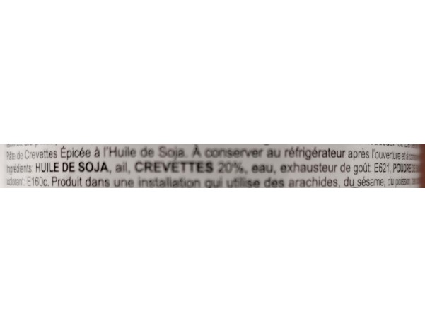 PATE DE CREVETTE A L’HUILE DE SOJA