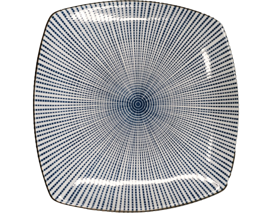 PLAT CARRE BLEU BLANC 19.30 X 19.30 CM