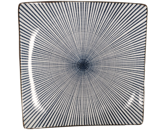 PLAT CARRE BLEU BLANC 22 X 22 CM