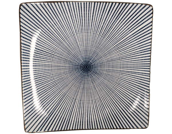 PLAT CARRE BLEU BLANC 22 X 22 CM