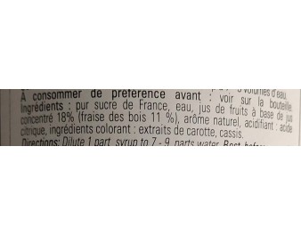 SIROP FRAISE DES BOIS