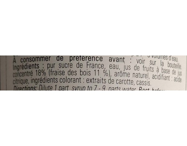 SIROP FRAISE DES BOIS