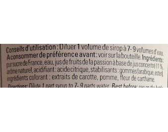 SIROP FRUIT DE LA PASSION