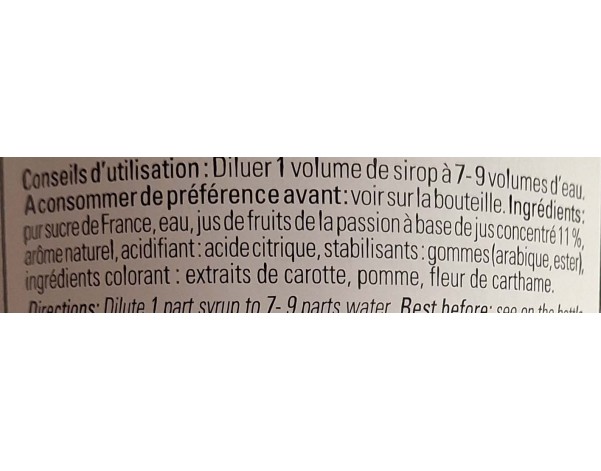 SIROP FRUIT DE LA PASSION