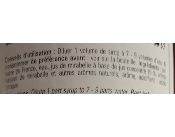SIROP MIRABELLE