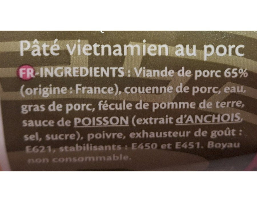 PATE DE PORC AVEC GITE BI QUE HUONG