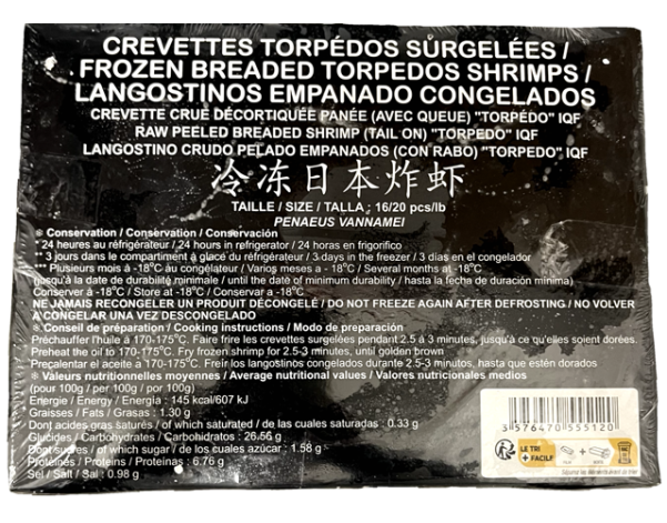 CREVETTES PANEES TORPEDO 16/20  ****