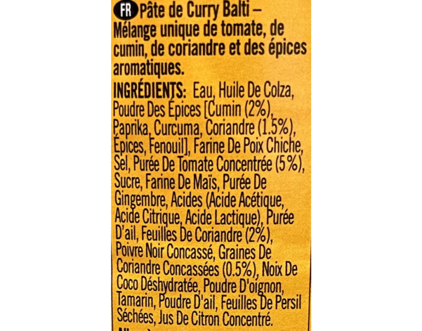 PATE DE CURRY BALTI MOYEN