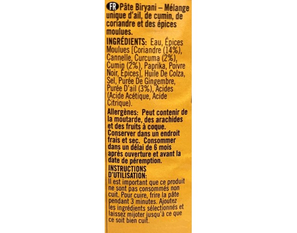 PATE DE CURRY BIRYANI MOYEN