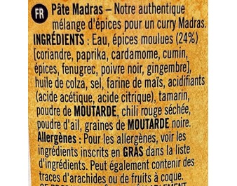 PATE DE CURRY MADRAS FORT