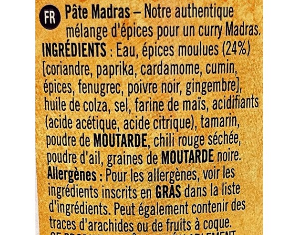PATE DE CURRY MADRAS FORT