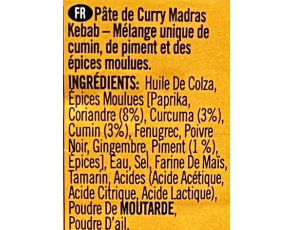 PATE DE CURRY MADRAS KEBAB FORT