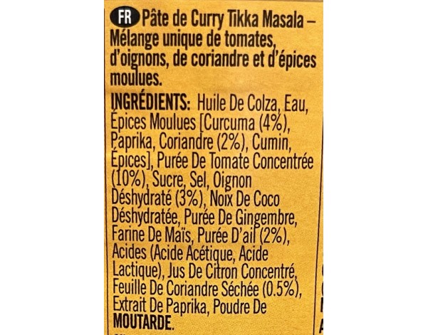 PATE DE CURRY TIKKA MASALA MOYEN