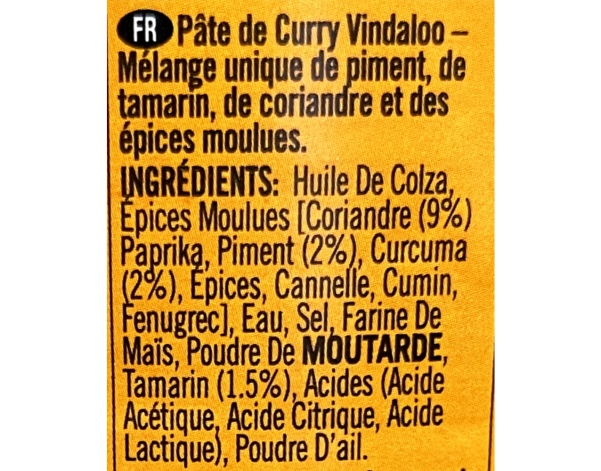 PATE DE CURRY VINDALOO FORT