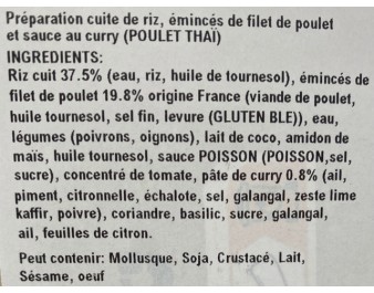 POULET THAI ET RIZ