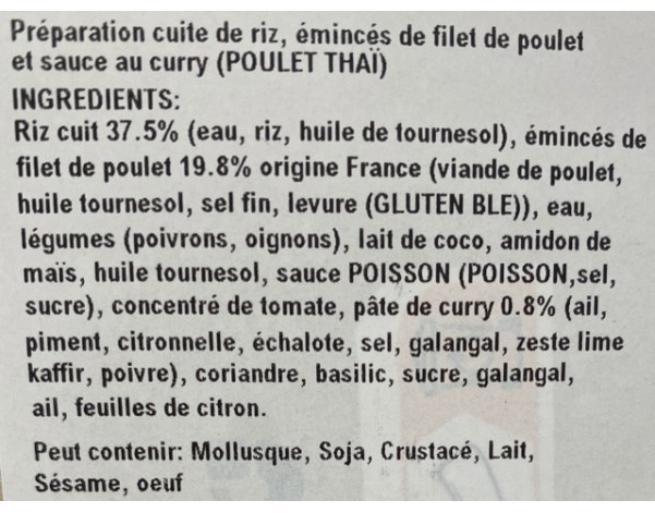 POULET THAI ET RIZ