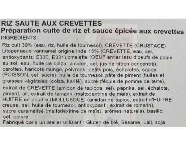 RIZ SAUTE AUX CREVETTES