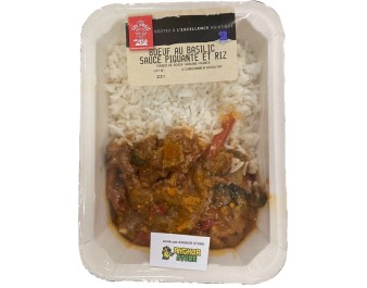 BOEUF AU BASILIC SAUCE PIQUANTE ET RIZ
