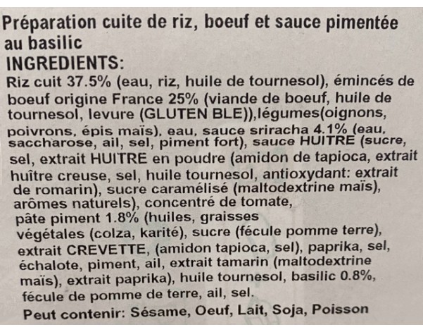 BOEUF AU BASILIC SAUCE PIQUANTE ET RIZ