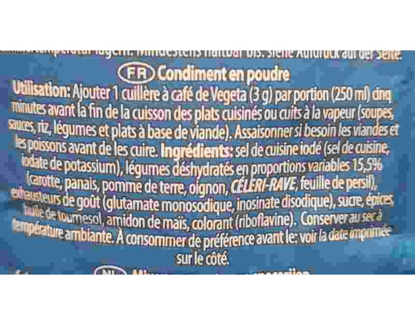 POUDRE ASSAISONNEMENT LEGUMES