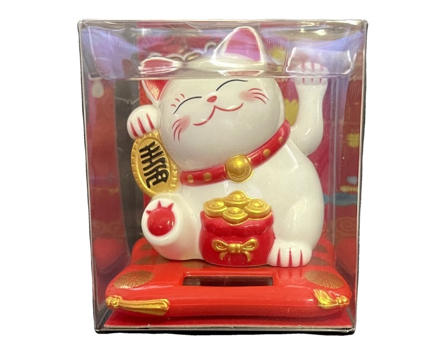 CHAT DECORATION SOLAIRE BLANC