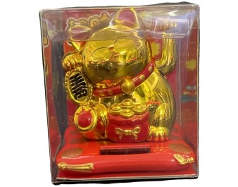 CHAT DECORATION SOLAIRE OR