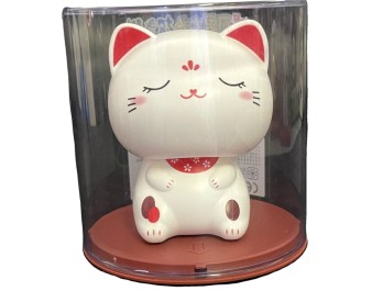 CHAT DECORATION SOLAIRE YEUX FERMES