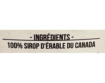 SIROP D’ERABLE