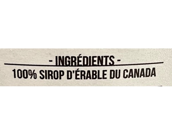 SIROP D’ERABLE