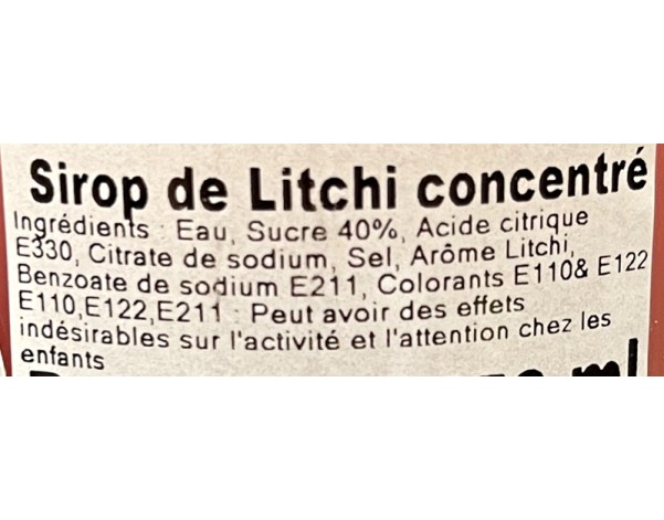 SIROP AU LYCHEE