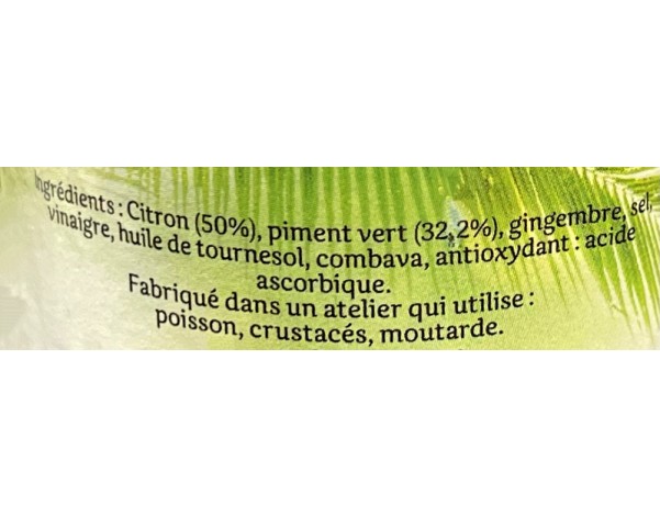 PATE DE PIMENT VERT AU CITRON