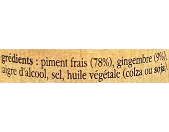 PUREE DE PIMENT EXTRA-FORT AU GINGEMBRE