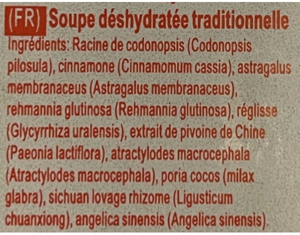 SOUPE AUX DIX PLANTES DESHYDRATEES