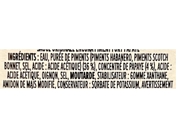 SAUCE DE PIMENT FORTE A LA PAPAYE