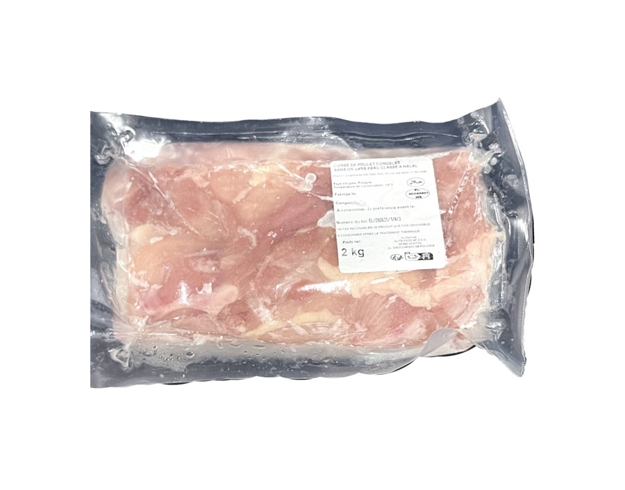 CUISSE DE POULET DESOSSEE SANS PEAU HALAL ****