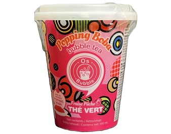 BOISSON THE VERT FRAISE PECHE POPPING BOBA