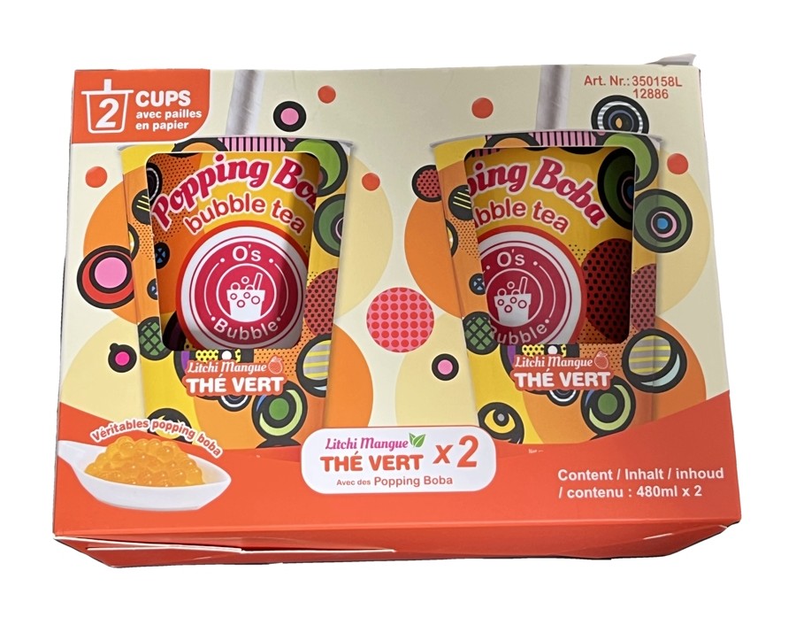 BOISSON THE VERT LYCHEE MANGUE POPPING BOBA 2 P.