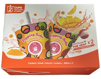 BOISSON THE VERT LYCHEE MANGUE POPPING BOBA 2 P.