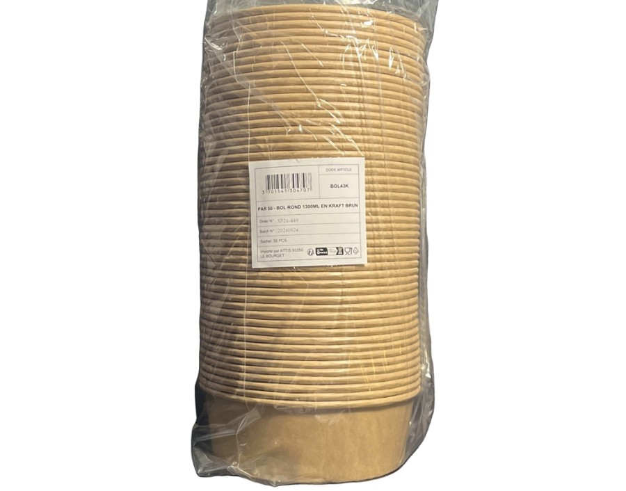 BOL EN PAPIER 180 X 65 MM 1300 ML 50 P.