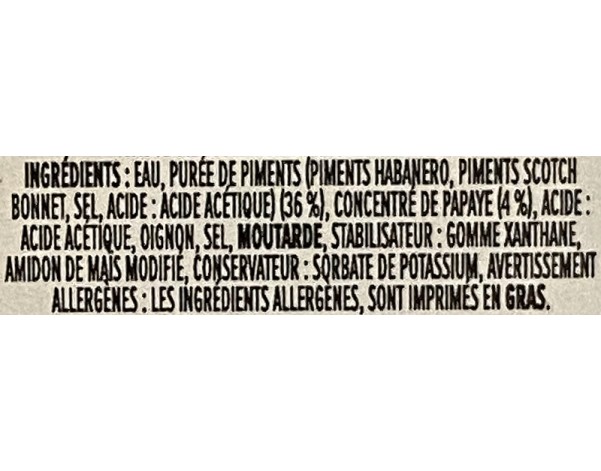 SAUCE DE PIMENT FORTE A LA PAPAYE