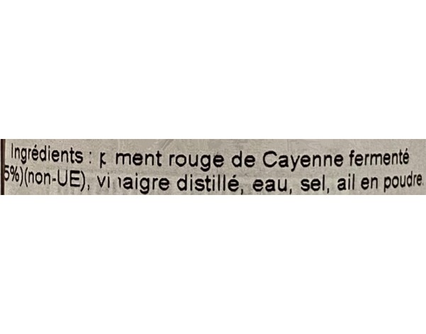 SAUCE DE PIMENT FORTE CAYENNE