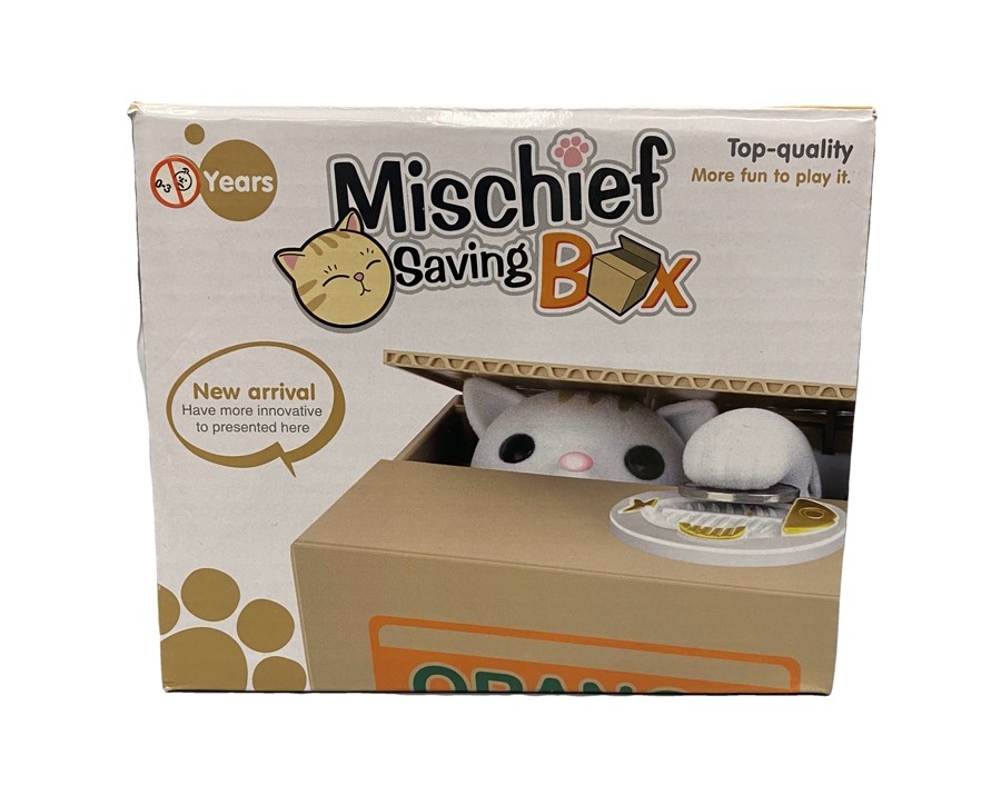 TIRELIRE CHAT ORANGE VOLEUR D'ARGENT