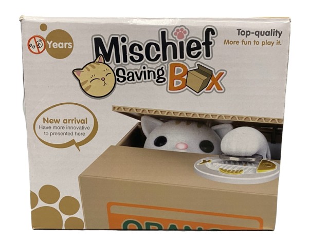 TIRELIRE CHAT ORANGE VOLEUR D’ARGENT