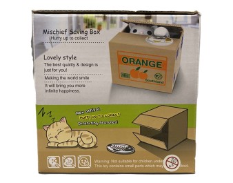 TIRELIRE CHAT ORANGE VOLEUR D’ARGENT