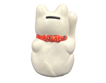 TIRELIRE EN CHAT BLANC 21.50 CM