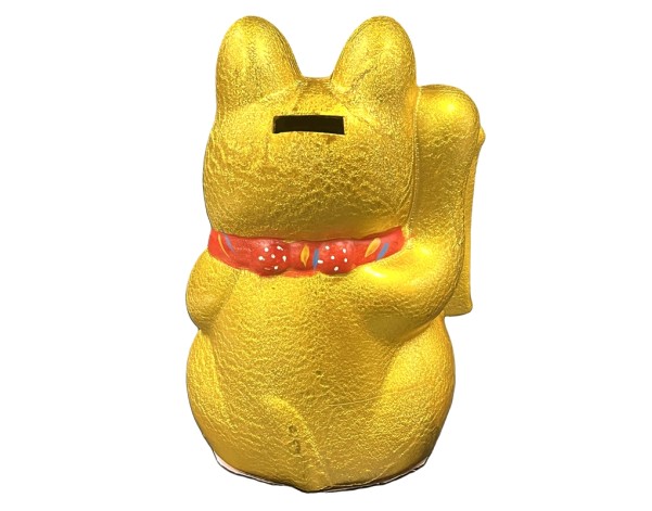 TIRELIRE EN CHAT DORE 27 CM 10 POUCES