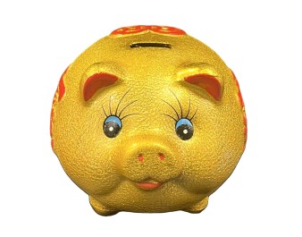 TIRELIRE EN COCHON DORE 9 POUCES