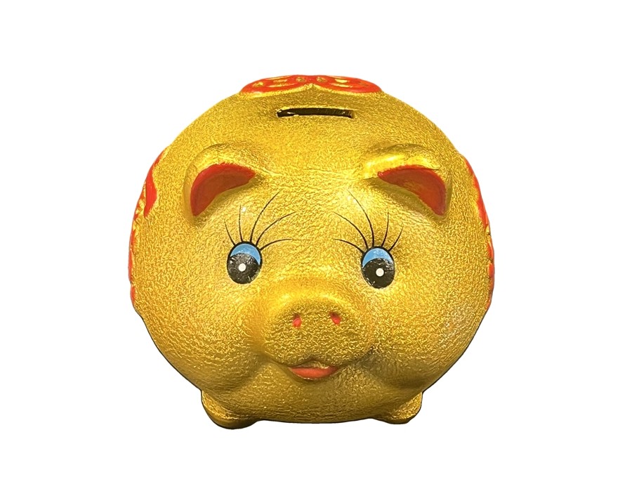 TIRELIRE EN COCHON DORE 9 POUCES